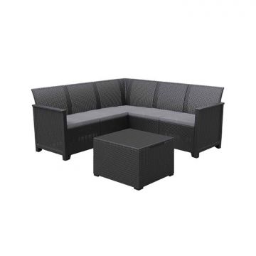 EMMA CORNER - Set da giardino angolare in polyrattan antracite No Brand Antracite