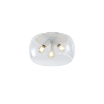 Valente Plafoniera Vetro Trasparente E Metallo Bianco 3 Luci D. 40Cm Trio 