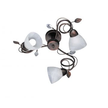 Traditio Plafoniera 3 Luci Met.Ruggine Ant. Vetri Bianchi Con Gemme Trasparenti D. 61 Trio 