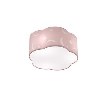 Moony Plafoniera Grande Da Bambino Paralume Nuvola Rosa Con Lune E Stelle D. 40Cm Trio 