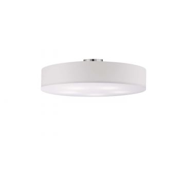 Hotel Plafoniera Tonda 5 Luci Diffusore Tessuto Bianco E Metacrilato D. 65Cm Trio 