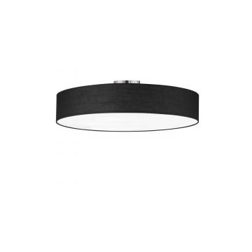 Hotel Plafoniera Tonda 5 Luci Diffusore Tessuto Nero E Metacrilato D. 65Cm Trio 