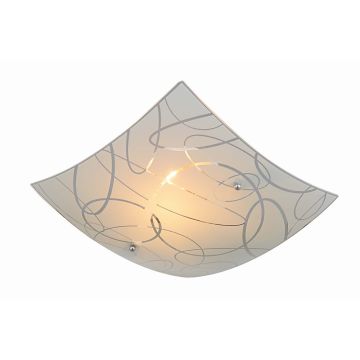 Spirelli Plafoniera Quadrata Vetro Decoro Cerchi D. 30X30Cm Trio 