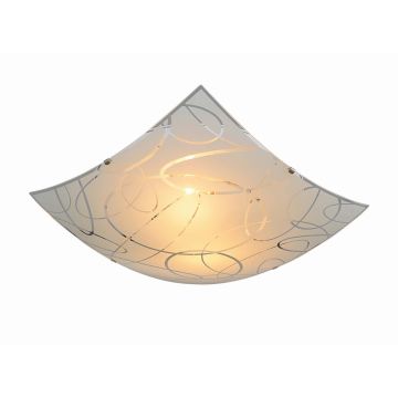 Spirelli Plafoniera Quadrata Vetro Decoro Cerchi D. 40X40Cm Trio 