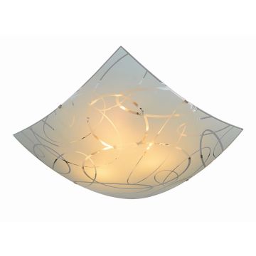 Spirelli Plafoniera Quadrata Vetro Decoro Cerchi D. 50X50Cm Trio 