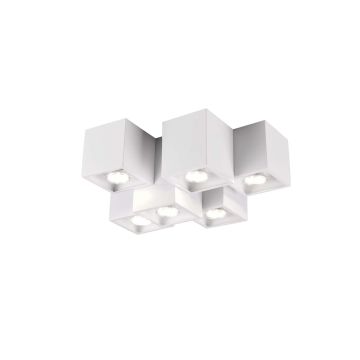 Fernando Plafoniera Metallo Bianco Opaco 6 Cubetti L. 37Cm Trio 