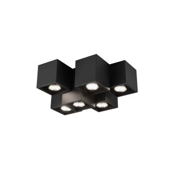 Fernando Plafoniera Metallo Nero Opaco 6 Cubetti L. 37Cm Trio 