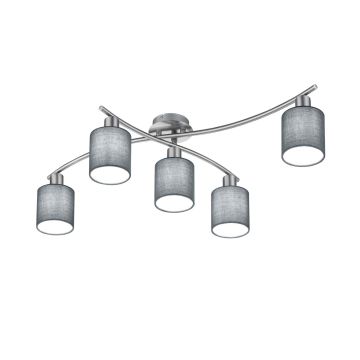 Garda Plafoniera 5 Diffusori In Tessuto Grigio L. 75Cm + 44,2Cm Trio 