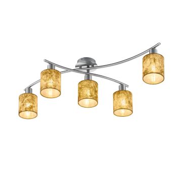 Garda Plafoniera 5 Diffusori In Tessuto Oro L. 75Cm + 44,2Cm Trio 