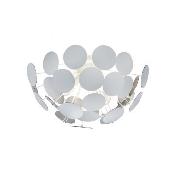 Discalgo Plafoniera Sfera Tondi Metallo Bianco Opaco + Argento D. 54Cm Trio 