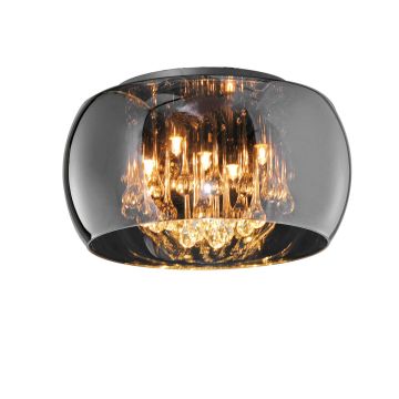 Vapore Plafoniera Vetro Cromo Con Pendagli Vetro Dimmerabile D. 40Cm Trio 