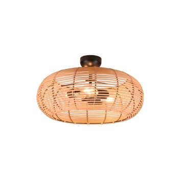 Inga Plafoniera Reticolo Rattan Naturale E Montatura Nera D. 50Cm Trio 