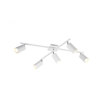 Marley Plafoniera 2 Barre Orientabili 5 Spots Cilindro Metallo Bianco L. 77,5Cm Trio 