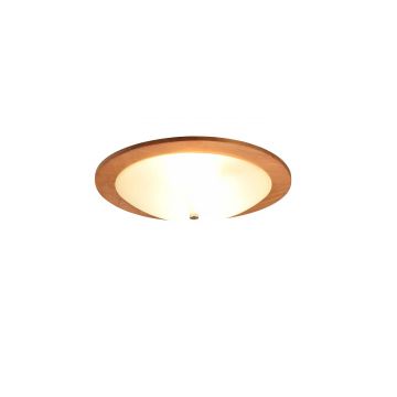 Pali Plafoniera Legno Naturale E Vetro Bianco D. 32Cm Trio 