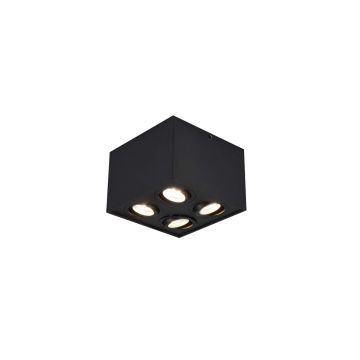 Biscuit Cubo Nero 4 Spots Orientabili L. 17,8 X 17,8Cm H. 12,5Cm Trio Nero