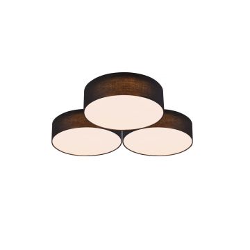 Lugano Plafoniera 3 Diffusori Neri L. 64,5Cm Trio 