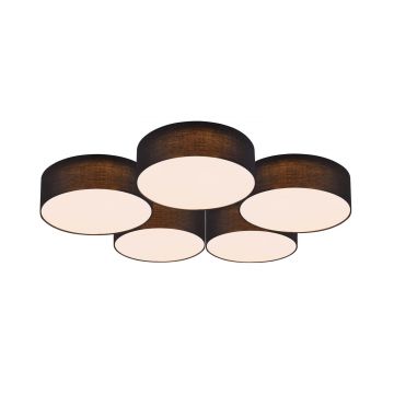 Lugano Plafoniera 5 Diffusori Neri L. 86,5Cm Trio 