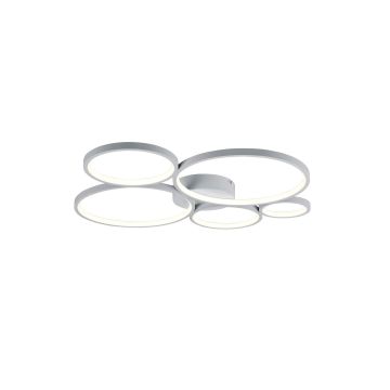 Rondo Plafoniera Led 5 Cerchi Metallo Bianco Opaco Con Variazione Intensita' Con Interruttore A Parete L. 59Cm Trio 