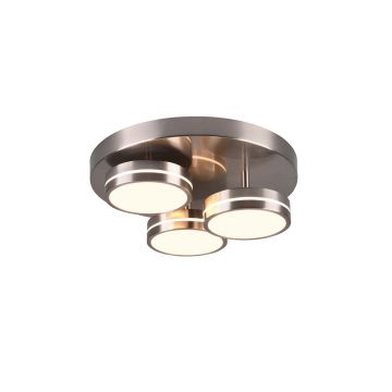Franklin Plafoniera Led 3 Diffusori Circolari Acciaio Regolazione Intensita' Con Interruttore A Parete D. 35Cm Trio 