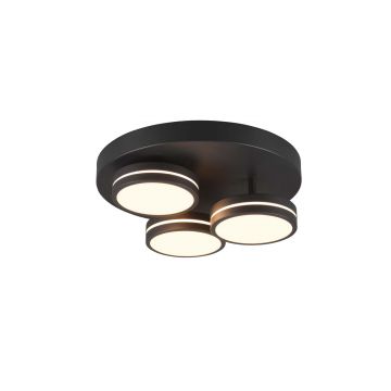 Franklin Plafoniera Led 3 Diffusori Circolari Antracite Regolazione Intensita' Con Interruttore A Parete D. 35Cm Trio 