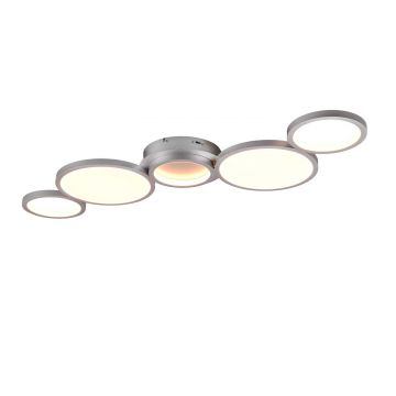 Salsa Plafoniera Led 5 Cerchi Alluminio Con Regolazione Luce Calda  Naturale E Dimmerazione Con Interruttore A Parete L. 114Cm Trio 