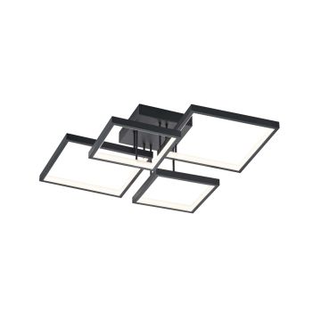 Sorrento Plafoniera Led 4 Quadrati Nera Con Regolazione Intensita' Con Interruttore L.52X52Cm Trio 