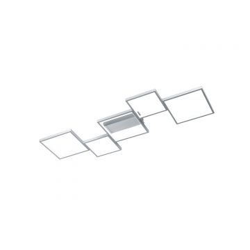 Sorrento Plafoniera Led Rettangolare 5 Quadrati Alluminio Satinato Con Regolazione Intensita' Con Interruttore L.120Cm Trio 
