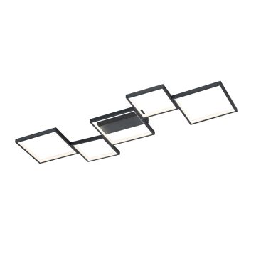 Sorrento Plafoniera Led Rettangolare 5 Quadrati Nera Con Regolazione Intensita' Con Interruttore L.120Cm Trio 