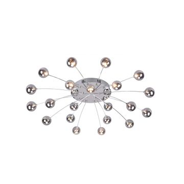 Bullet Plafoniera Led Metallo Cromato Con 21 Diffusori Vetro Fume' Cromato Dimmerabile Con Interruttore A Parete D. 97Cm Trio 