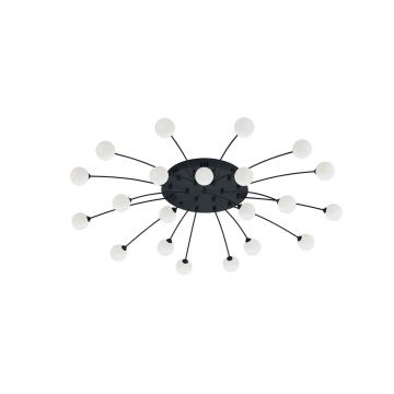 Bullet Plafoniera Led Metallo Nero Con 21 Diffusori Vetro Bianco Dimmerabile Con Interruttore A Parete D. 97Cm Trio 