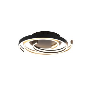 Caya Plafoniera Led Spirale Metallo Ottone E Nero Con Regolazione Intensita' E Temperatura Di Colore Della Luce Con Interruttore D. 50Cm Trio 
