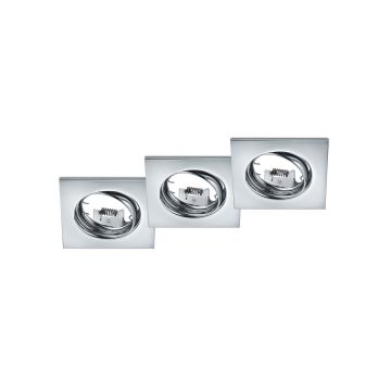 Jura Kit 3 Faretti Da Incasso Quadrati Orientabili Cromati 8X8Cm Trio Grigio 25%