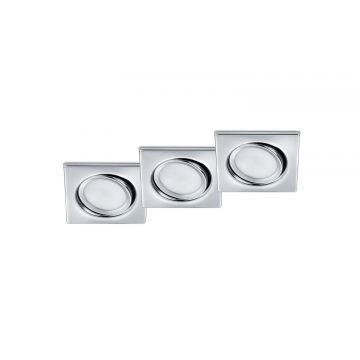 Rila Kit 3 Faretti Da Incasso Led Quadrati Orientabili Cromati 8Cmx8Cm Trio Grigio 25%