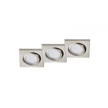 Rila Kit 3 Faretti Da Incasso Led Quadrati Orientabili Acciaio 8Cmx8Cm Trio Grigio cenere