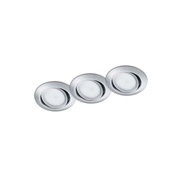 Rila Kit 3 Faretti Da Incasso Led Rotondi Orientabili Cromati D.8,2Cm Trio Grigio 25%