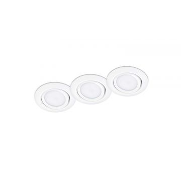 Rila Kit 3 Faretti Da Incasso Led Rotondi Orientabili Bianchi D.8,2Cm Trio Bianco