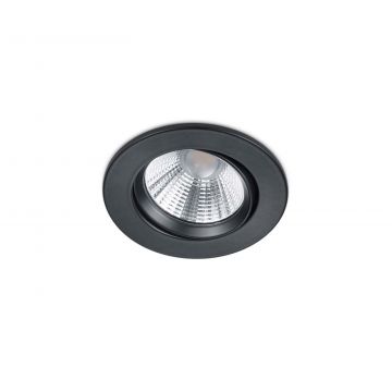 Pamir Faretto Da Incasso Led Rotondo Orientabile Nero Opaco Dimmerabile Ip23 Diam.8,5Cm Trio Nero