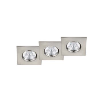 Zagros Kit 3 Faretti Da Incasso Led Quadrati Cromati Dimmerabili Ip65 8,5Cmx8,5Cm Trio Grigio cenere