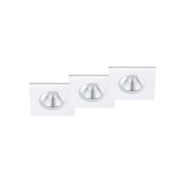 Zagros Kit 3 Faretti Da Incasso Led Quadrati Cromati Dimmerabili Ip65 8,5Cmx8,5Cm Trio Bianco