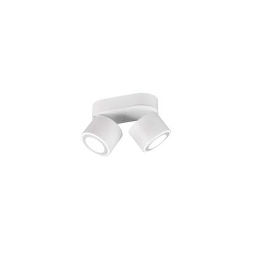 Taurus Barra 2 Spots Led Metallo Bianco Orientabile Girevole Biemissione Interruttori Separati L. 18Cm Trio Bianco