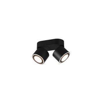 Taurus Barra 2 Spots Led Metallo Nero Orientabile Girevole Biemissione Interruttori Separati L. 18Cm Trio Nero
