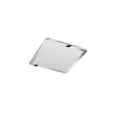 Cesar Plafoniera Led Quadrata Media Bordo Cromato Eff.Cristallo Dimmerabile Con Interruttore A Scatto Ip44 40X40Cm Trio 