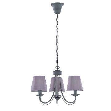 Cortez Lampadario 3 Luci Metallo Effetto Cemento Con Paralumi Stoffa Grigia D. 45 Trio Grigio topo
