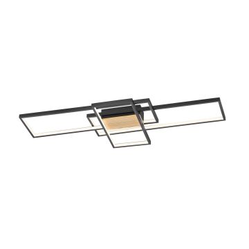 Tucson Plafoniera Led 3 Rettangoli Nera Con Inserto Effetto Legno Con Regolazione Intensita' Con Interruttore L.104Cm Trio 