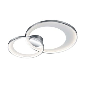 Granada Plafoniera Led Doppio Crechio Cromo Con Riflettore Bianco Opaco Con Funzione Regolazione Intensita' Con Interruttore Parete L. 85Cm Trio 