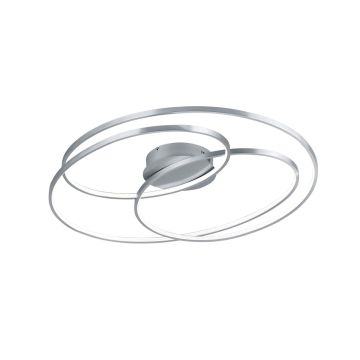 Gale Plafoniera Led Grande Acciaio Satinato Cerchi Concentrici Con Regolazione Intensita' Con Interruttore D.80Cm Trio 