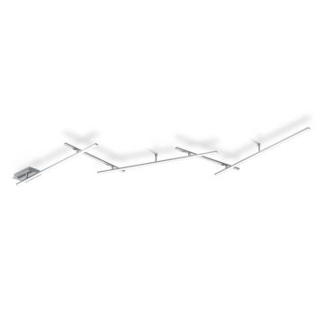 Indira Plafonieraapplique Anche Retroilluminata Con 5 Bacchette Orientabili Acciaio Satinato L. 245Cm Trio 