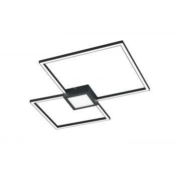 Hydra Plafoniera Led Metallo Antracite Doppio Quadrato+Luce Centrale Dimmerabile Con Interr. L. 65X65Cm Trio 
