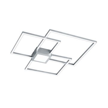 Hydra Plafoniera Led Metallo Acciaio Triplo Quadrato+Luce Centrale Dimmerabile Con Interr. L. 66X66Cm Trio 