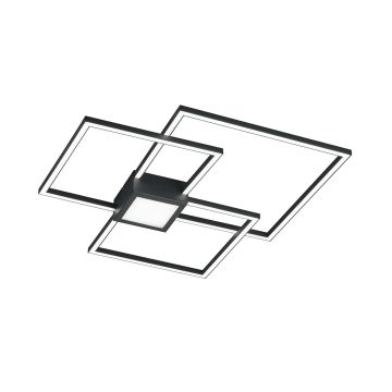 Hydra Plafoniera Led Metallo Antracite Triplo Quadrato+Luce Centrale Dimmerabile Con Interr. L. 66X66Cm Trio 